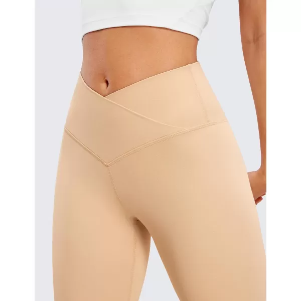 CRZ YOGA Butterluxe Crossover Flare Leggings for Women 31  High Waist V Cross Bootcut Bell Bottoms Tummy Control Yoga Pants31 inches Tan Milkshake