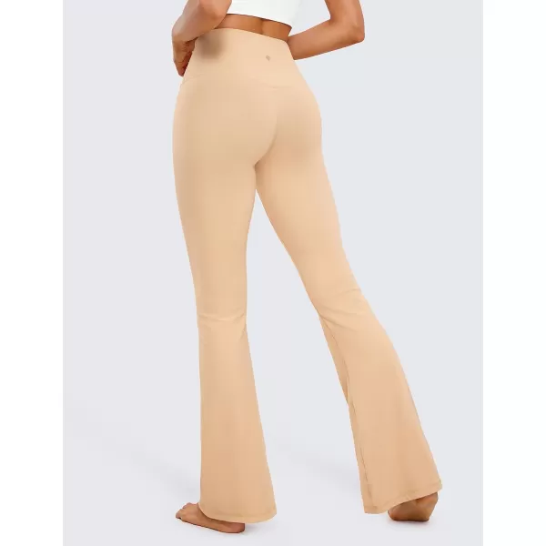 CRZ YOGA Butterluxe Crossover Flare Leggings for Women 31  High Waist V Cross Bootcut Bell Bottoms Tummy Control Yoga Pants31 inches Tan Milkshake