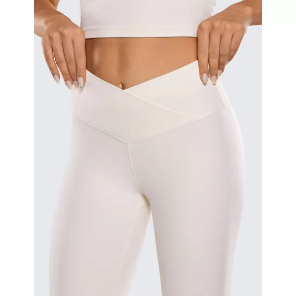 CRZ YOGA Butterluxe Crossover Flare Leggings for Women 31  High Waist V Cross Bootcut Bell Bottoms Tummy Control Yoga Pants31 inches White Apricot