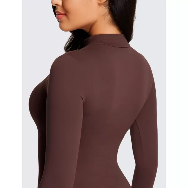 CRZ YOGA Butterluxe Long Sleeve Bodysuits for Women Mock Turtleneck Bodysuit Tops Soft StretchyTaupe