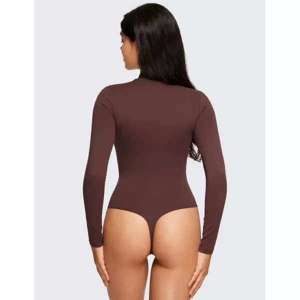 CRZ YOGA Butterluxe Long Sleeve Bodysuits for Women Mock Turtleneck Bodysuit Tops Soft StretchyTaupe