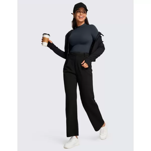 CRZ YOGA Butterluxe Long Sleeve Bodysuits for Women Mock Turtleneck Bodysuit Tops Soft StretchyTrue Navy