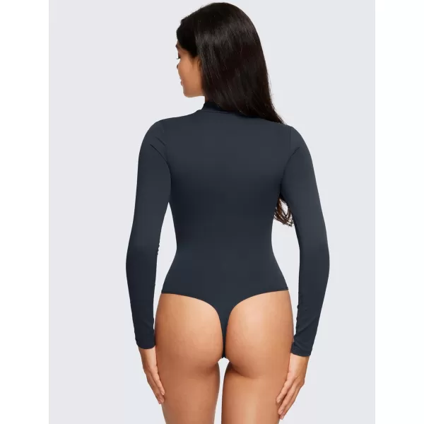 CRZ YOGA Butterluxe Long Sleeve Bodysuits for Women Mock Turtleneck Bodysuit Tops Soft StretchyTrue Navy