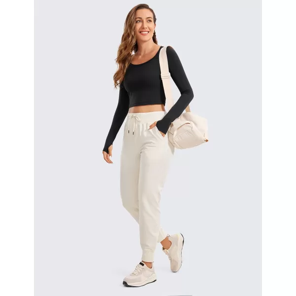 CRZ YOGA Butterluxe Long Sleeve Crop Tops for Women Slim Fit Workout Shirts Cropped Athletic Gym TopBlack