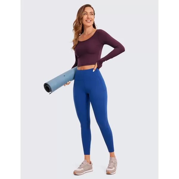 CRZ YOGA Butterluxe Long Sleeve Crop Tops for Women Slim Fit Workout Shirts Cropped Athletic Gym TopDeep Purple