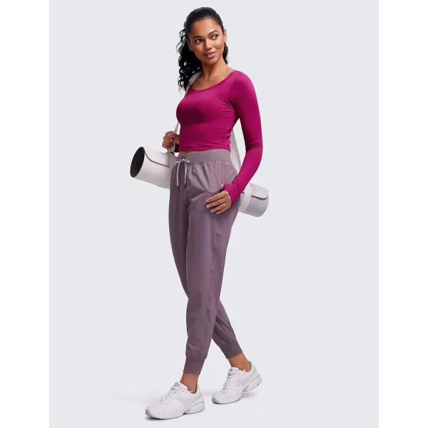 CRZ YOGA Butterluxe Long Sleeve Crop Tops for Women Slim Fit Workout Shirts Cropped Athletic Gym TopMagenta Purple