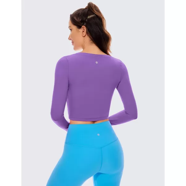 CRZ YOGA Butterluxe Long Sleeve Crop Tops for Women Slim Fit Workout Shirts Cropped Athletic Gym TopRoyal Lilac