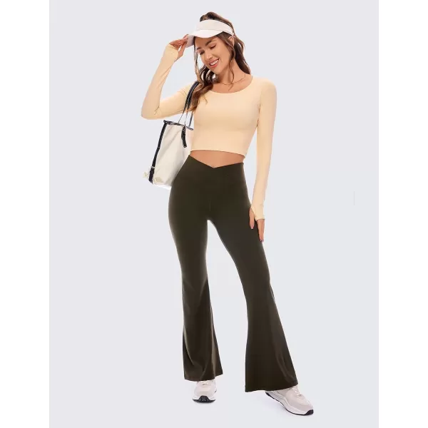 CRZ YOGA Butterluxe Long Sleeve Crop Tops for Women Slim Fit Workout Shirts Cropped Athletic Gym TopTan Milkshake