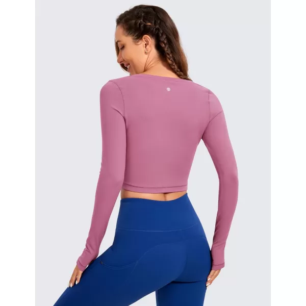 CRZ YOGA Butterluxe Long Sleeve Crop Tops for Women Slim Fit Workout Shirts Cropped Athletic Gym TopVelvet Dust