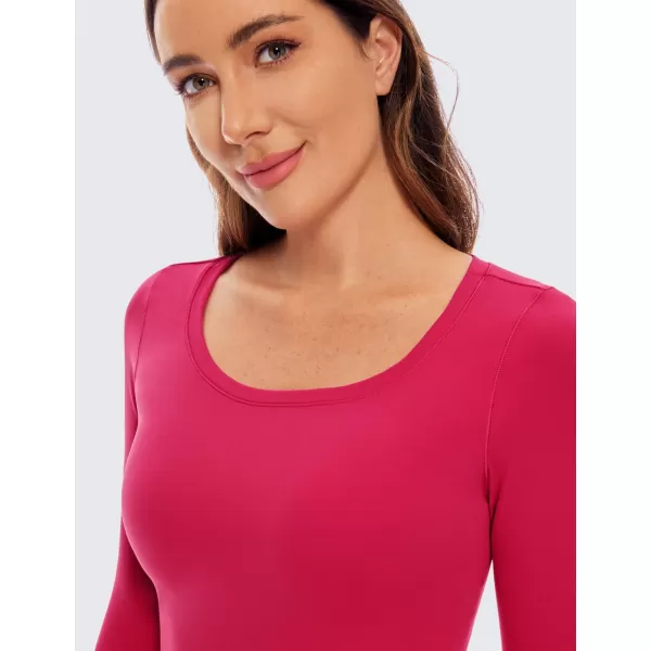 CRZ YOGA Butterluxe Long Sleeve Crop Tops for Women Slim Fit Workout Shirts Cropped Athletic Gym TopViva Magenta