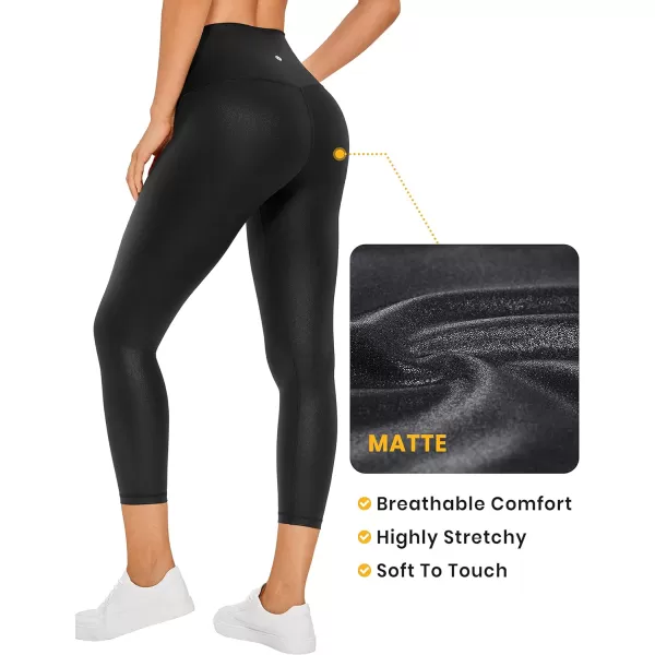 CRZ YOGA Butterluxe Matte Faux Leather Leggings for Women 23  High Waisted Buttery Soft Capri Lounge Leggings23 inches Faux Leather Black Classic