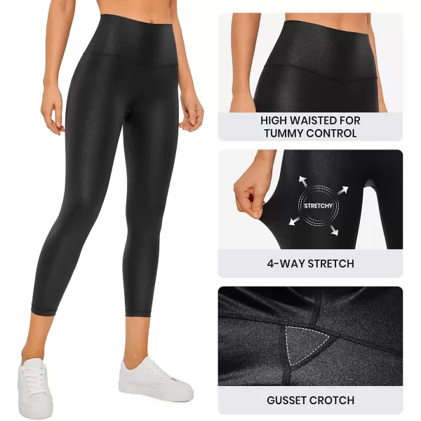 CRZ YOGA Butterluxe Matte Faux Leather Leggings for Women 23  High Waisted Buttery Soft Capri Lounge Leggings23 inches Faux Leather Black Classic