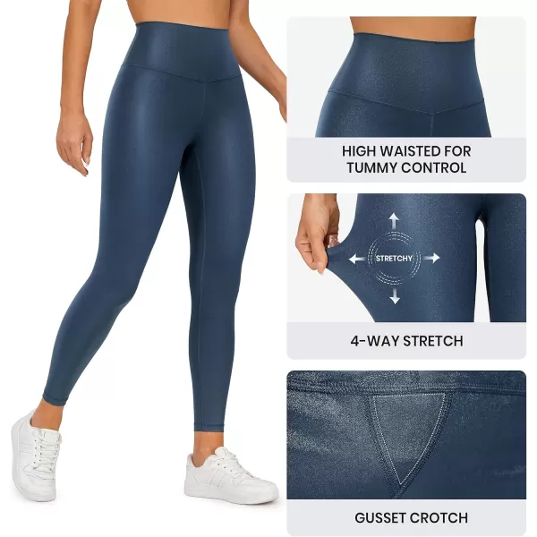CRZ YOGA Butterluxe Matte Faux Leather Leggings for Women 25quot  High Waisted Stretch Ankle Leather Pants Pleather TightsFaux Leather French Navy
