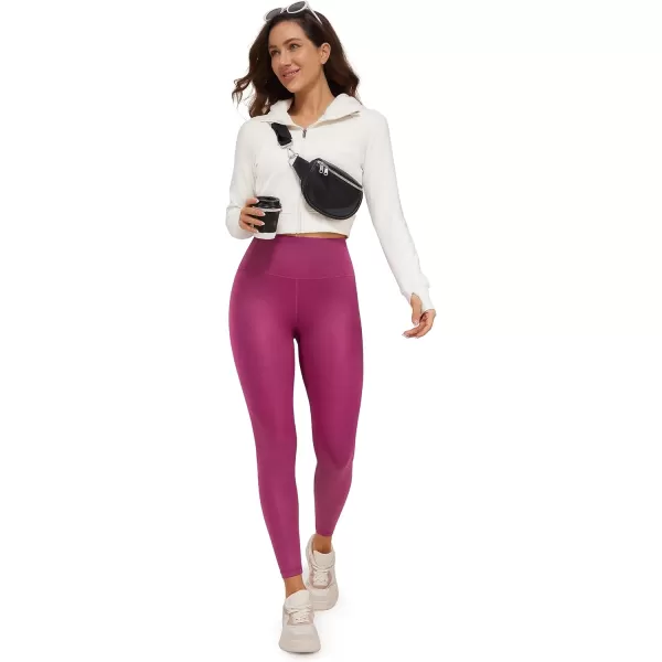 CRZ YOGA Butterluxe Matte Faux Leather Leggings for Women 25quot  High Waisted Stretch Ankle Leather Pants Pleather TightsFaux Leather Magenta Purple