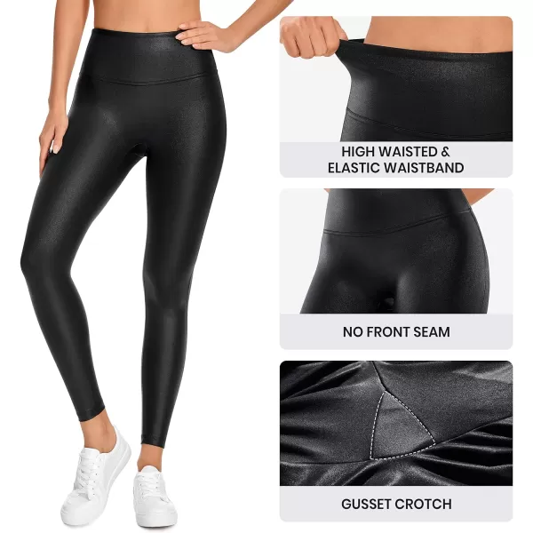 CRZ YOGA Butterluxe Matte Faux Leather Leggings for Women 265  No Front Seam High Waist Stretch Tights Pleather PantsBlack Classic