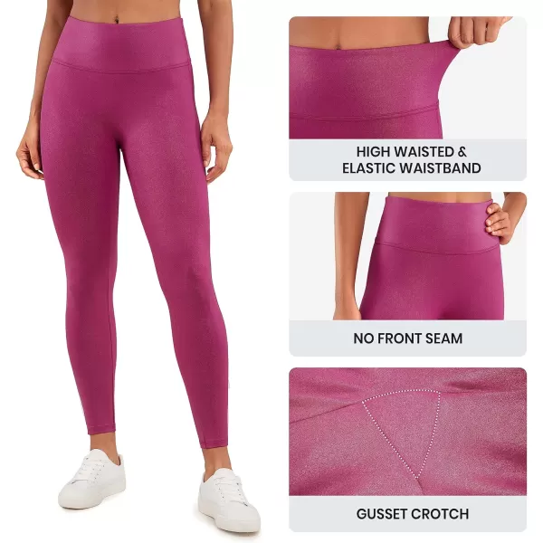 CRZ YOGA Butterluxe Matte Faux Leather Leggings for Women 265  No Front Seam High Waist Stretch Tights Pleather PantsMagenta Purple Classic Pattern