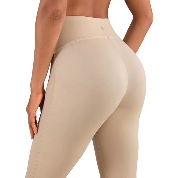 CRZ YOGA Butterluxe Matte Faux Leather Leggings for Women 265  No Front Seam High Waist Stretch Tights Pleather PantsTan Milkshake Classic Pattern