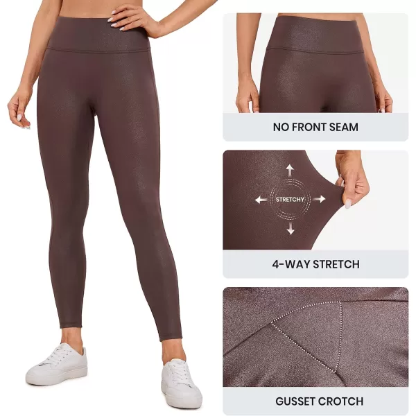 CRZ YOGA Butterluxe Matte Faux Leather Leggings for Women 265  No Front Seam High Waist Stretch Tights Pleather PantsTaupe Classic Pattern