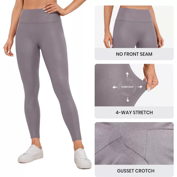 CRZ YOGA Butterluxe Matte Faux Leather Leggings for Women 265  No Front Seam High Waist Stretch Tights Pleather PantsTornado Grey Classic Pattern