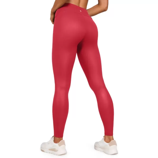 CRZ YOGA Butterluxe Matte Faux Leather Leggings for Women 28  No Front Seam High Waist Stretch Tights Pleather PantsRegular Ruby Red Classic Pattern