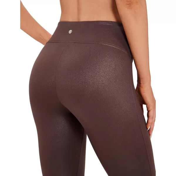 CRZ YOGA Butterluxe Matte Faux Leather Leggings for Women 28  No Front Seam High Waist Stretch Tights Pleather PantsRegular Taupe Classic Pattern