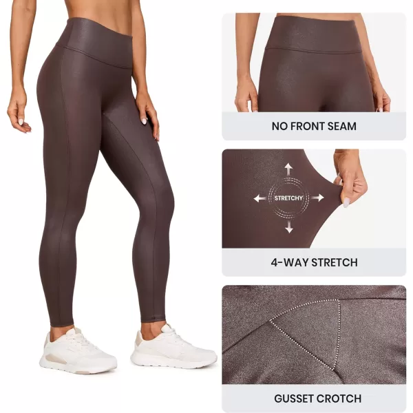 CRZ YOGA Butterluxe Matte Faux Leather Leggings for Women 28  No Front Seam High Waist Stretch Tights Pleather PantsRegular Taupe Classic Pattern