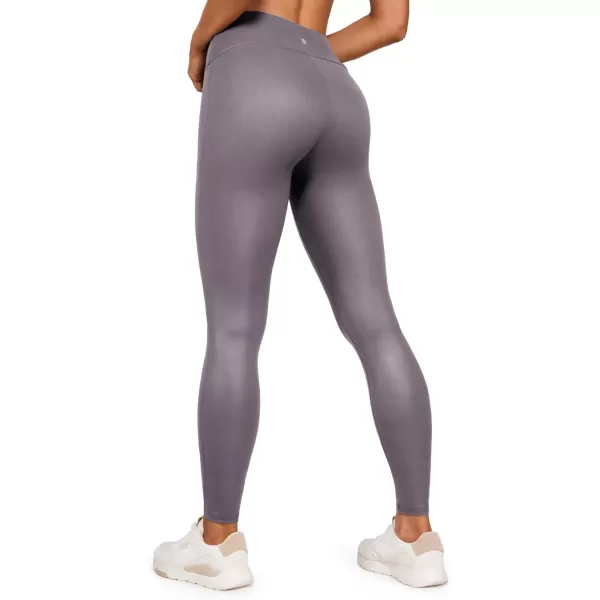 CRZ YOGA Butterluxe Matte Faux Leather Leggings for Women 28  No Front Seam High Waist Stretch Tights Pleather PantsRegular Tornado Grey Classic Pattern