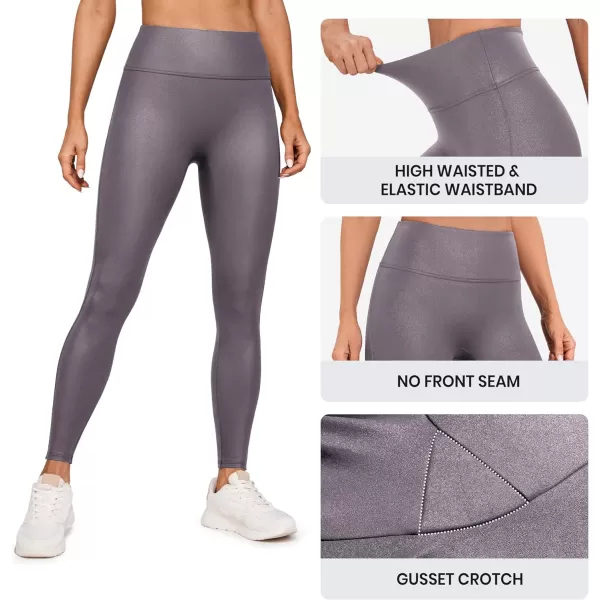 CRZ YOGA Butterluxe Matte Faux Leather Leggings for Women 28  No Front Seam High Waist Stretch Tights Pleather PantsRegular Tornado Grey Classic Pattern