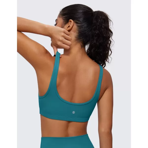 CRZ YOGA Butterluxe Mini Bra for Women  Scoop Neck Low Impact Wireless Sports Bra Yoga Cami Padded Workout BraBorealis Green