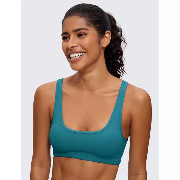 CRZ YOGA Butterluxe Mini Bra for Women  Scoop Neck Low Impact Wireless Sports Bra Yoga Cami Padded Workout BraBorealis Green