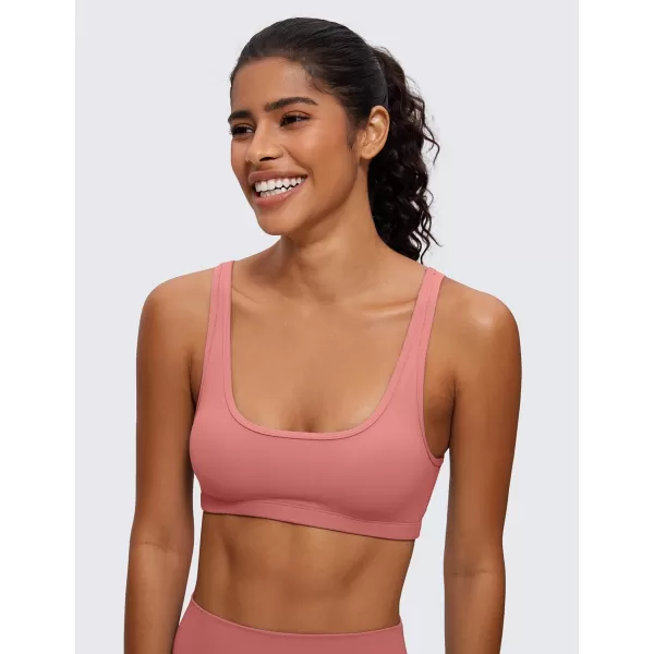 CRZ YOGA Butterluxe Mini Bra for Women  Scoop Neck Low Impact Wireless Sports Bra Yoga Cami Padded Workout BraBriar Rose