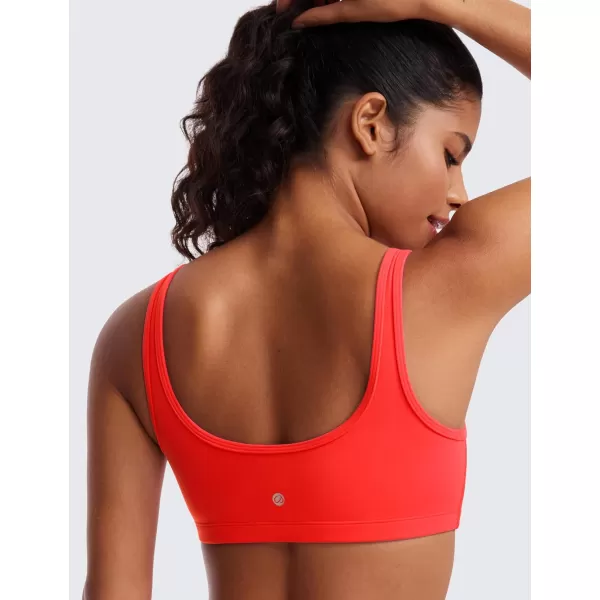 CRZ YOGA Butterluxe Mini Bra for Women  Scoop Neck Low Impact Wireless Sports Bra Yoga Cami Padded Workout BraDark Red