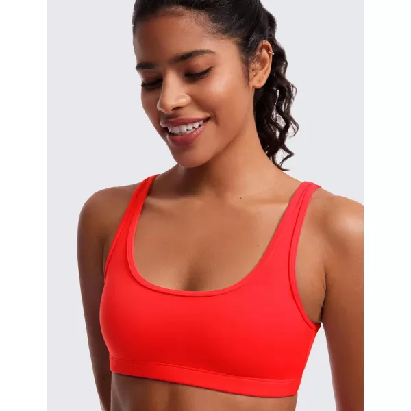 CRZ YOGA Butterluxe Mini Bra for Women  Scoop Neck Low Impact Wireless Sports Bra Yoga Cami Padded Workout BraDark Red