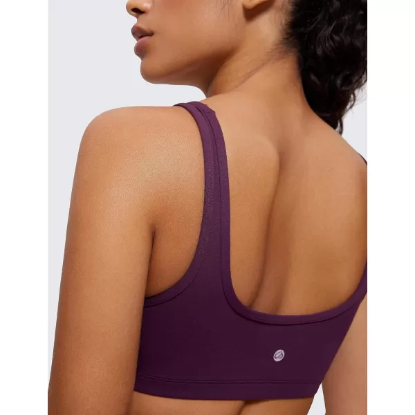 CRZ YOGA Butterluxe Mini Bra for Women  Scoop Neck Low Impact Wireless Sports Bra Yoga Cami Padded Workout BraDeep Purple