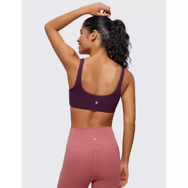 CRZ YOGA Butterluxe Mini Bra for Women  Scoop Neck Low Impact Wireless Sports Bra Yoga Cami Padded Workout BraDeep Purple