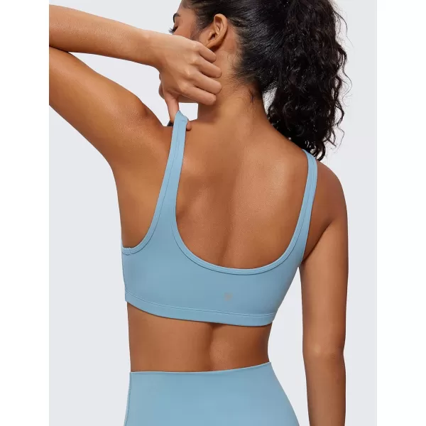 CRZ YOGA Butterluxe Mini Bra for Women  Scoop Neck Low Impact Wireless Sports Bra Yoga Cami Padded Workout BraPure Blue