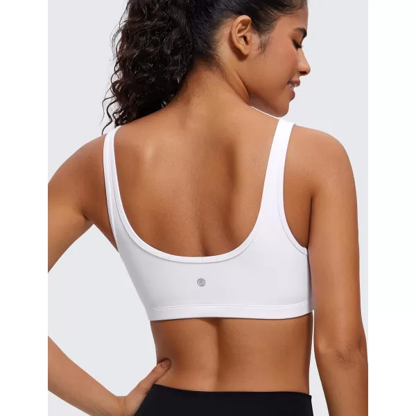 CRZ YOGA Butterluxe Mini Bra for Women  Scoop Neck Low Impact Wireless Sports Bra Yoga Cami Padded Workout BraWhite