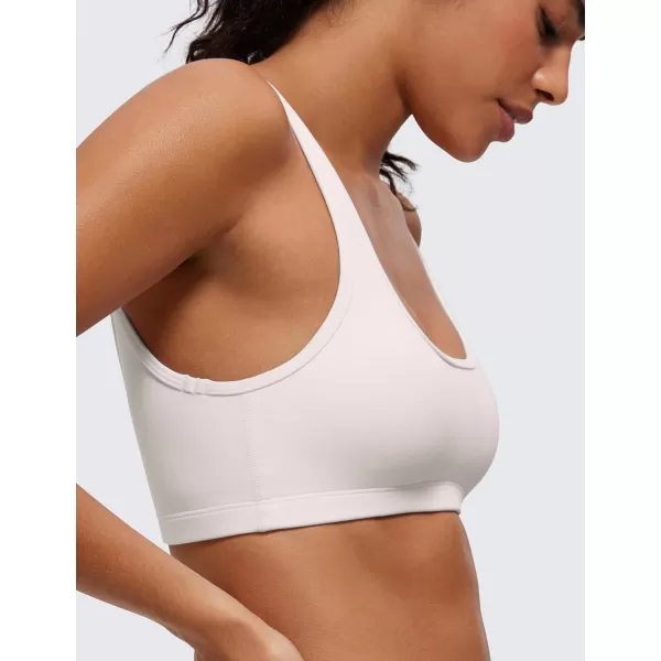 CRZ YOGA Butterluxe Mini Bra for Women  Scoop Neck Low Impact Wireless Sports Bra Yoga Cami Padded Workout BraWhite Apricot