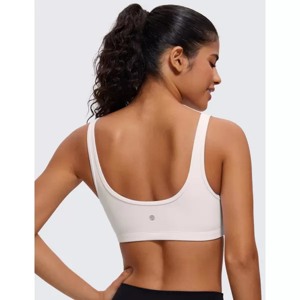 CRZ YOGA Butterluxe Mini Bra for Women  Scoop Neck Low Impact Wireless Sports Bra Yoga Cami Padded Workout BraWhite Apricot