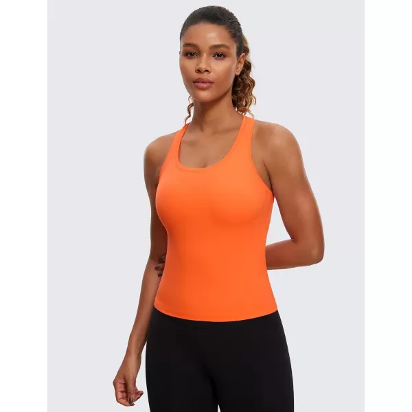 CRZ YOGA Butterluxe Racerback Workout Tank Tops for Women Sleeveless Gym Tops Athletic Yoga Shirts CamisoleNeon Orange