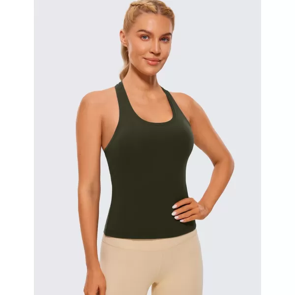 CRZ YOGA Butterluxe Racerback Workout Tank Tops for Women Sleeveless Gym Tops Athletic Yoga Shirts CamisoleOlive Green