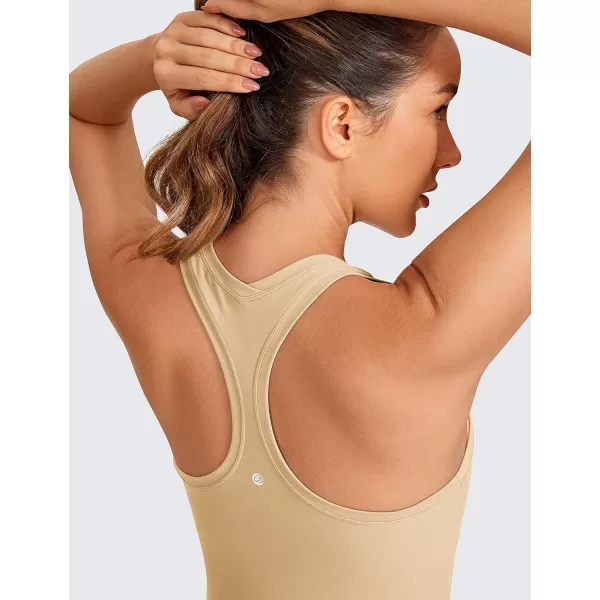 CRZ YOGA Butterluxe Racerback Workout Tank Tops for Women Sleeveless Gym Tops Athletic Yoga Shirts CamisoleTan Milkshake