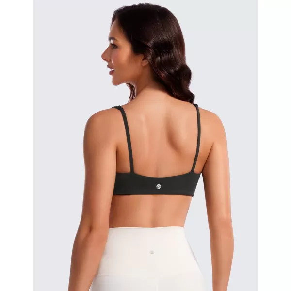 CRZ YOGA Butterluxe Spaghetti Strap Sports Bras for Women  Square Neck Yoga Wireless Bra Padded Cami Crop TopBlack