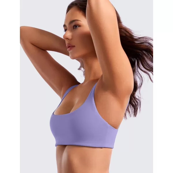 CRZ YOGA Butterluxe Spaghetti Strap Sports Bras for Women  Square Neck Yoga Wireless Bra Padded Cami Crop TopDark Lavender Purple