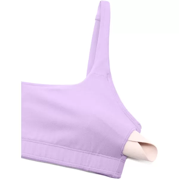 CRZ YOGA Butterluxe Spaghetti Strap Sports Bras for Women  Square Neck Yoga Wireless Bra Padded Cami Crop TopElfin Purple