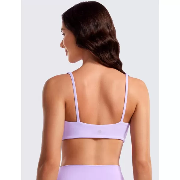 CRZ YOGA Butterluxe Spaghetti Strap Sports Bras for Women  Square Neck Yoga Wireless Bra Padded Cami Crop TopElfin Purple