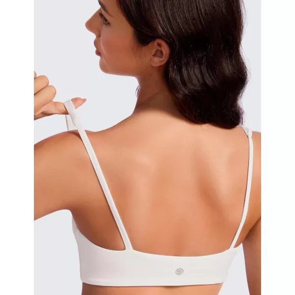 CRZ YOGA Butterluxe Spaghetti Strap Sports Bras for Women  Square Neck Yoga Wireless Bra Padded Cami Crop TopMilky White