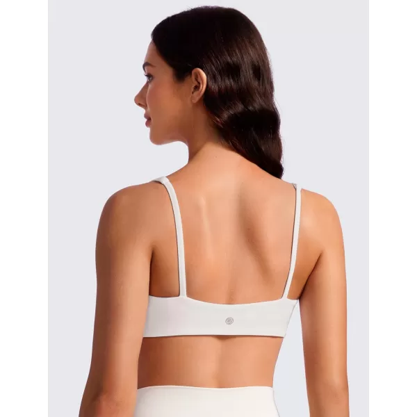 CRZ YOGA Butterluxe Spaghetti Strap Sports Bras for Women  Square Neck Yoga Wireless Bra Padded Cami Crop TopMilky White