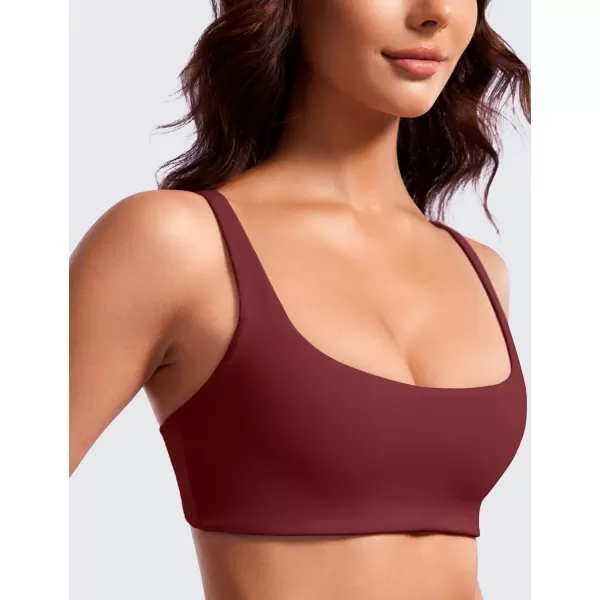 CRZ YOGA Butterluxe Spaghetti Strap Sports Bras for Women  Square Neck Yoga Wireless Bra Padded Cami Crop TopNoctilucence Red