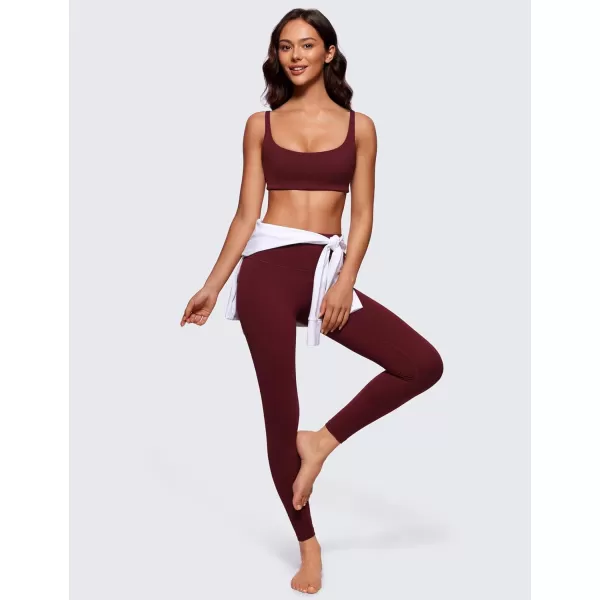 CRZ YOGA Butterluxe Spaghetti Strap Sports Bras for Women  Square Neck Yoga Wireless Bra Padded Cami Crop TopRed Merlot